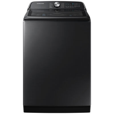 Samsung 27 in. 5.4 cu. ft. Smart Top Load Washer with ActiveWave Agitator and Super Speed Wash - Brushed Black | WA54CG7105AV