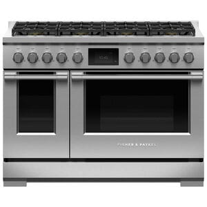 Fisher & Paykel Pro Series 9 48 in. 6.9 cu. ft. Smart Air Fry Convection Double Oven Freestanding Natural Gas Dual Fuel Range with 8 Sealed Burners - Stainless Steel, , hires