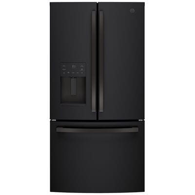 GE 36 in. 25.6 cu. ft. French Door Refrigerator with Ice & Water Dispenser - Black Slate | GFE26JEMDS