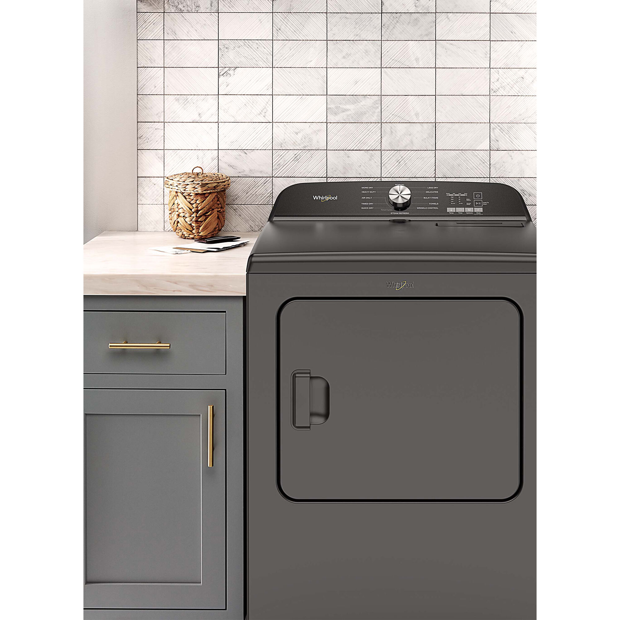 Whirlpool 29 in. 7.0 cu. ft. Electric Dryer with Wrinkle Shield Option,  Steam Cycle & Sensor Dry - Volcano Black
