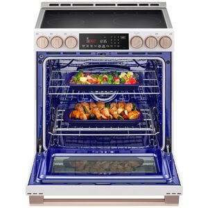 LG Studio 30 in. 6.3 cu. ft. Smart Air Fry Convection Oven Slide-In Electric Range with 4 Induction Zones & 1 Radiant Burner - Essence White, , hires