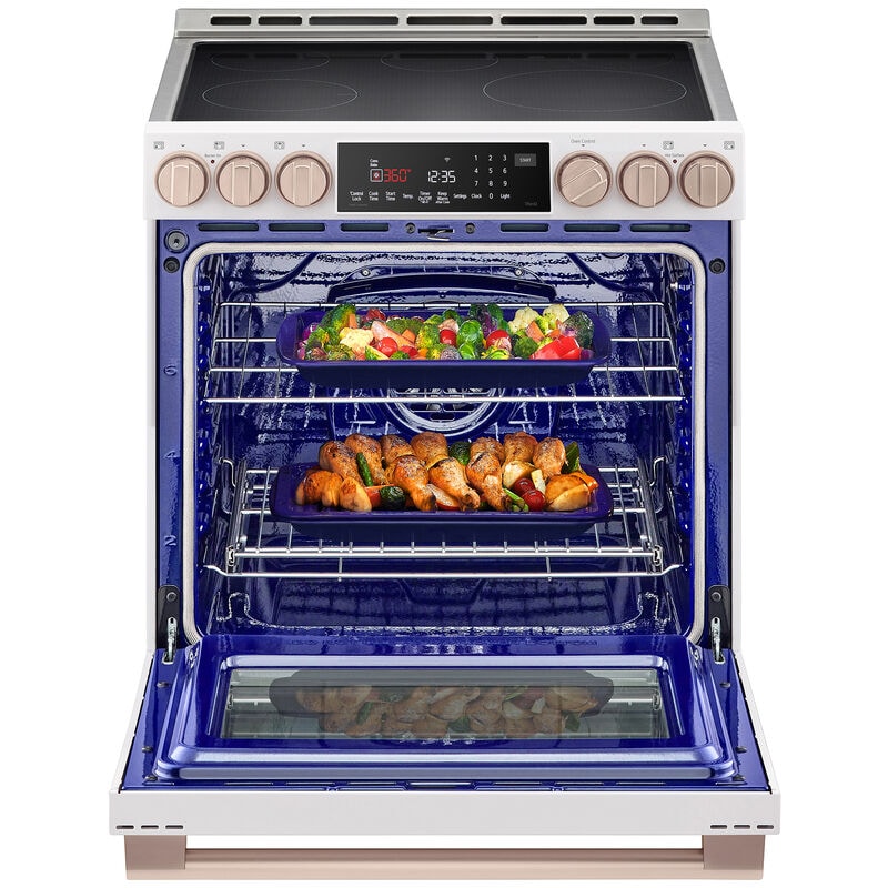 LG Studio 30 in. 6.3 cu. ft. Smart Air Fry Convection Oven Slide-In Electric Range with 4 Induction Zones & 1 Radiant Burner - Essence White, , hires