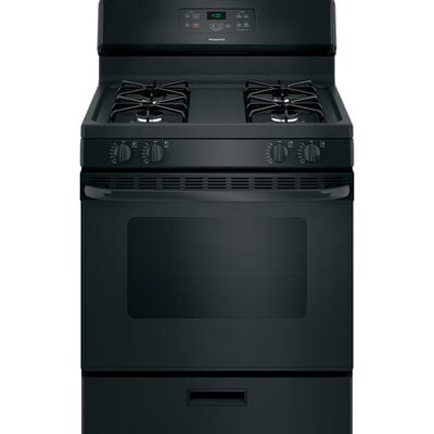 Hotpoint 30 in. 4.8 cu. ft. Oven Freestanding Gas Range with 4 Sealed Burners - Black | RGBS400DMBB