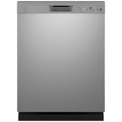 GE 24 in. Built-In Dishwasher with Front Control, 52 dBA Sound Level, 16 Place Settings, 4 Wash Cycles & Sanitize Cycle - Stainless Steel | GDF550PSRSS