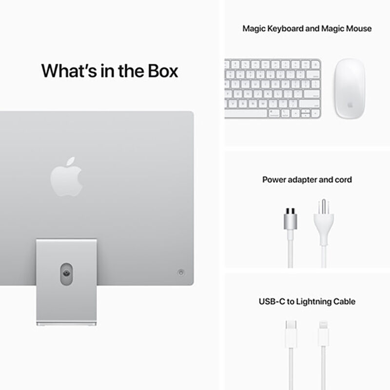 Apple iMac 24inch (Mid 2021) with Apple M1, 4.5K Retina Display, 8GB RAM,  256GB SSD, Apple 7-core GPU, MacOS Big Sur- Silver