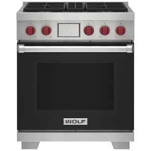 Wolf 30 in. 5.1 cu. ft. Smart Convection Oven Freestanding Natural Gas Dual Fuel Range with 4 Sealed Burners - Powder-Coated Black, , hires