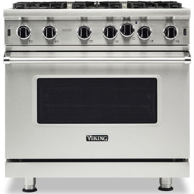 Viking 5 Series 36 in. 5.1 cu. ft. Convection Oven Freestanding LP Gas Range with 6 Open Burners - Stainless Steel | VGIC53626BSL