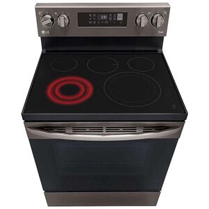 LG 30" Freestanding Electric Range with 5 Smoothtop Burners, 6.3 Cu. Ft. Single Oven with Air Fry & Storage Drawer - Black Stainless Steel, Black Stainless, hires