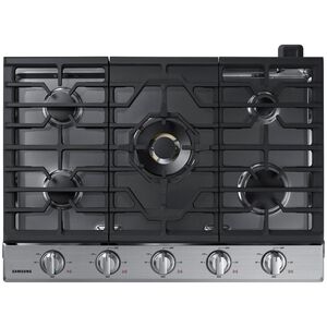 Samsung 30 in. 5-Burner Smart Natural Gas Cooktop with Bluetooth, Griddle, Simmer Burner & Power Burner - Stainless Steel, Stainless Steel, hires