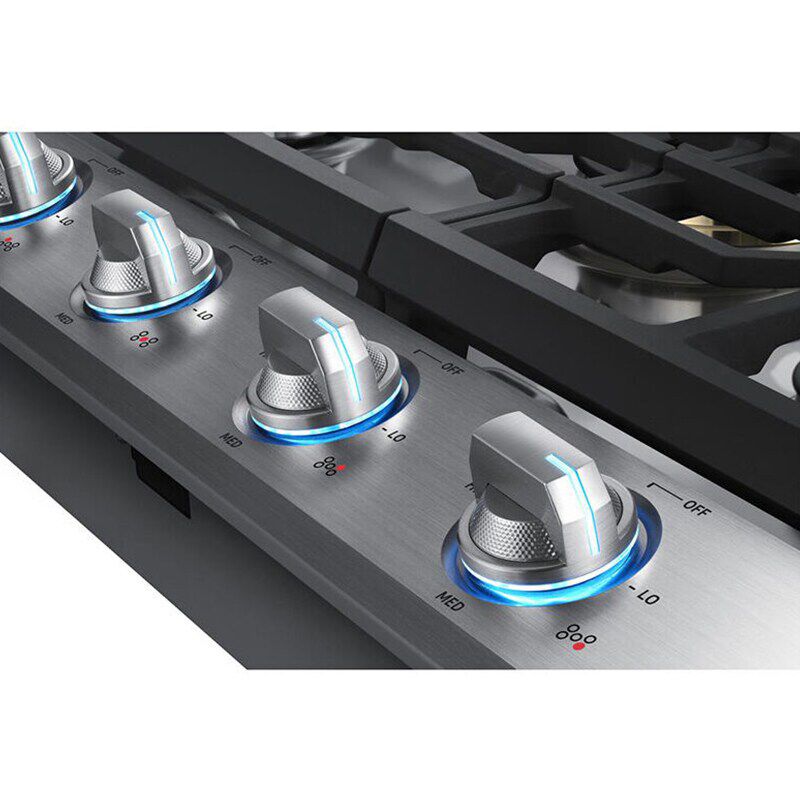 Samsung 30 in. 5-Burner Smart Natural Gas Cooktop with Bluetooth, Griddle, Simmer Burner & Power Burner - Stainless Steel, Stainless Steel, hires