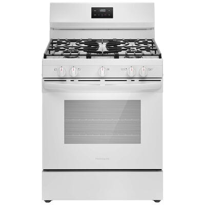 Frigidaire 30 in. 5.1 cu. ft. Oven Freestanding Natural Gas Range with 5 Sealed Burners - White | FCRG3052BW