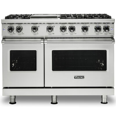 Viking 5 Series 48 in. 6.0 cu. ft. Convection Double Oven Freestanding Gas Range with 8 Sealed Burners - Stainless Steel | VGR5488BSS