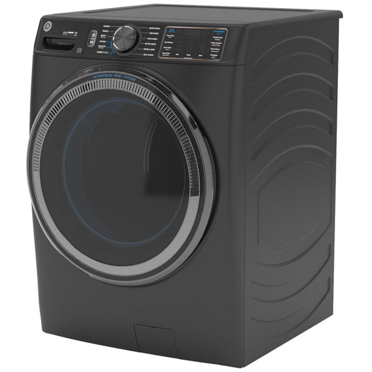 GE 28 in. 5.0 cu. ft. Smart Stackable Front Load Washer with OdorBlock,  Sanitize Cycle & Steam Cycle - Carbon Graphite