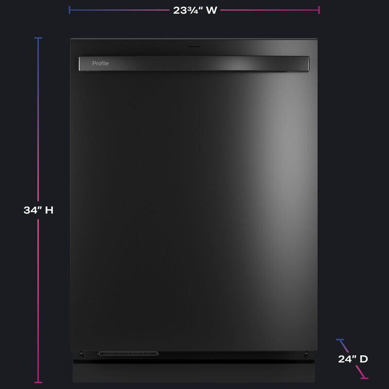 GE Profile 24 in. Top Control Smart Dishwasher with 39 dBA Sound Level, 3rd-Rack & Microban Antimicrobial Technology - Fingerprint Resistant Black Stainless, , hires