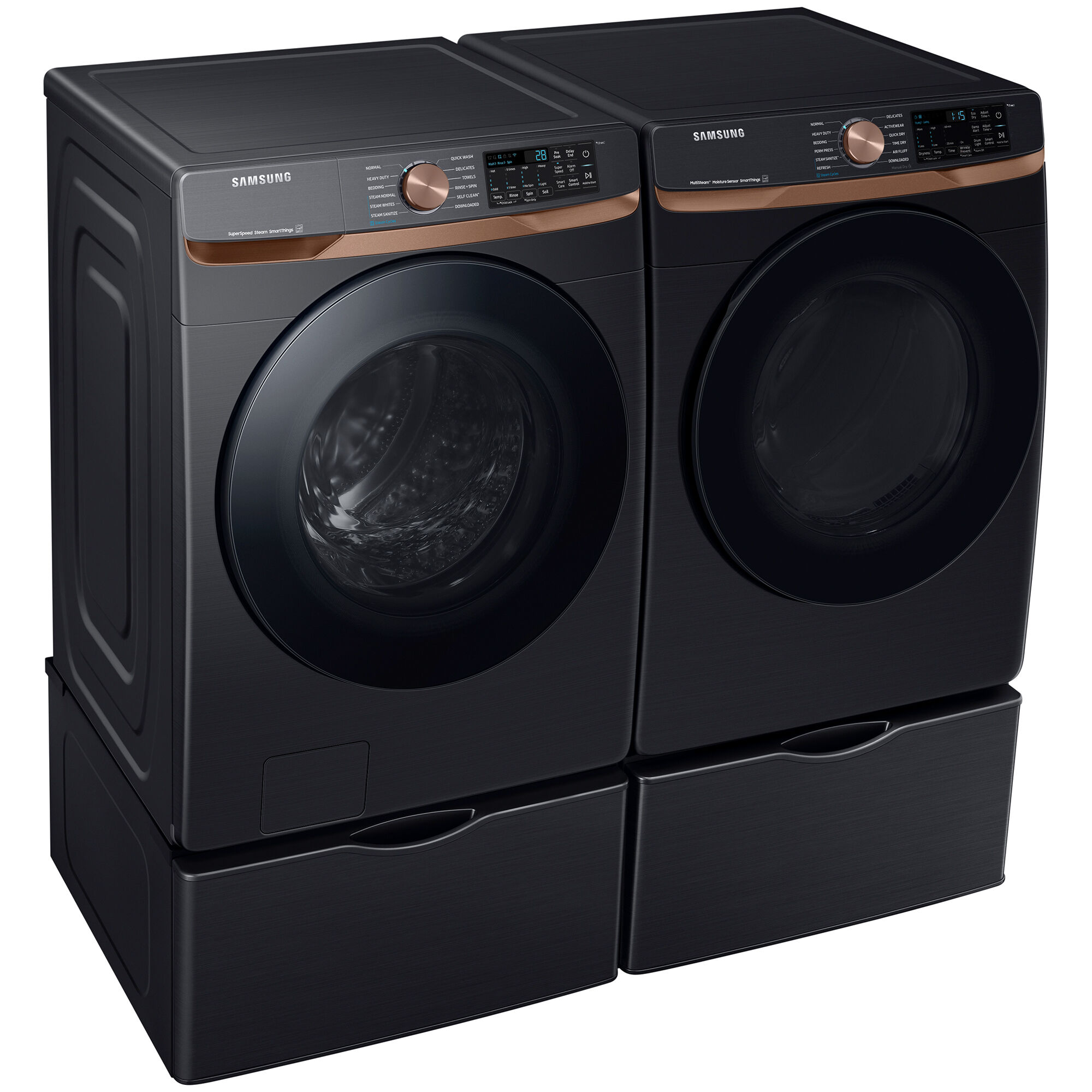 Samsung 27 in. 7.5 cu. ft. Smart Stackable Gas Dryer with Sanitize+, Steam  Cycle & Sensor Dry - Brushed Black