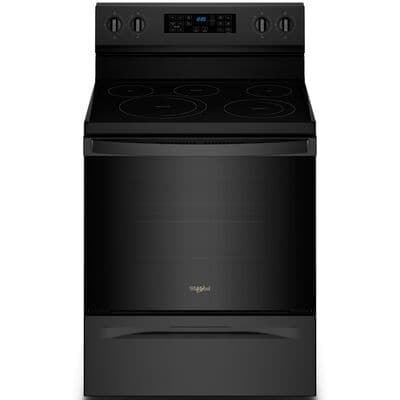 Whirlpool 30 in. 5.3 cu. ft. Air Fry Convection Oven Freestanding Electric Range with 5 Smoothtop Burners - Black | WFE550S0LB