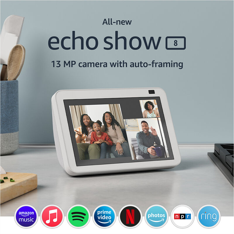  Echo Show 8 (2nd Gen) Smart Display with Alexa - Glacier White