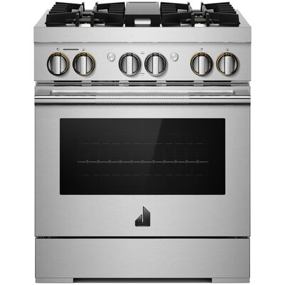 JennAir Rise Series 30 in. 4.1 cu. ft. Smart Convection Oven Freestanding Dual Fuel Range with 4 Sealed Burners - Stainless Steel | JDRP430HL