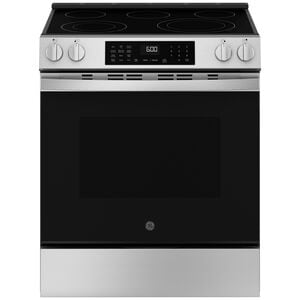 GE 30 in. 5.3 cu. ft. Smart Air Fry Convection Oven Slide-In Electric Range with 5 Radiant Burners - Fingerprint Resistant Stainless, Fingerprint Resistant Stainless, hires