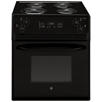 GE 27 in. 3.0 cu. ft. Oven Drop-In Electric Range with 4 Coil Burners - Black | JM250DTBB