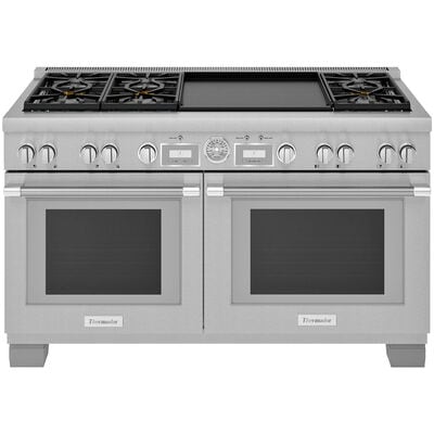 Thermador Pro Grand Professional Series 60 in. 5.7 cu. ft. Smart Convection Double Oven Freestanding Dual Fuel Range with 6 Sealed Burners & Griddle - Stainless Steel | PRD606WEG