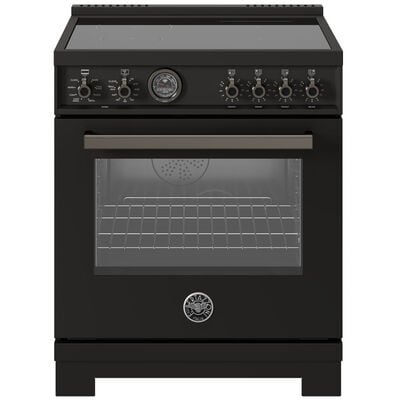 Bertazzoni Professional Series 30 in. 4.6 cu. ft. Air Fry Convection Oven Freestanding Electric Range with 4 Induction Zones - Carbon | PR304IFEPCAT