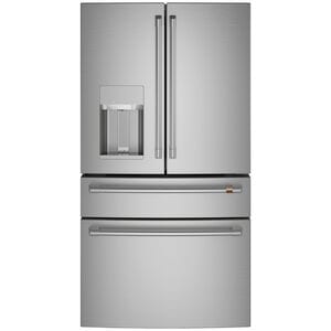 Cafe 36 in. 22.3 cu. ft. Smart Counter Depth 4-Door French Door Refrigerator with External Ice & Water Dispenser - Stainless Steel, Stainless Steel, hires