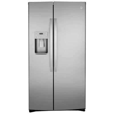 GE 36 in. 21.8 cu. ft. Counter Depth Side-by-Side Refrigerator with Ice & Water Dispenser - Stainless Steel | GZS22IYNFS