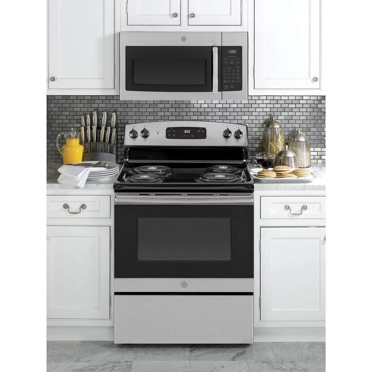 GE 30inch 1.6 Cu. Ft. Over-the-Range Microwave with 10 Power Levels & 300  CFM - Stainless Steel