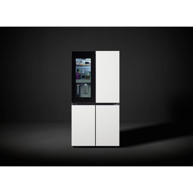 Samsung Bespoke 36 in. 22.5 cu. ft. Smart Counter Depth 4-Door Flex French Door Refrigerator with Beverage Center & Internal Water Dispenser - White Glass, White Glass, hires