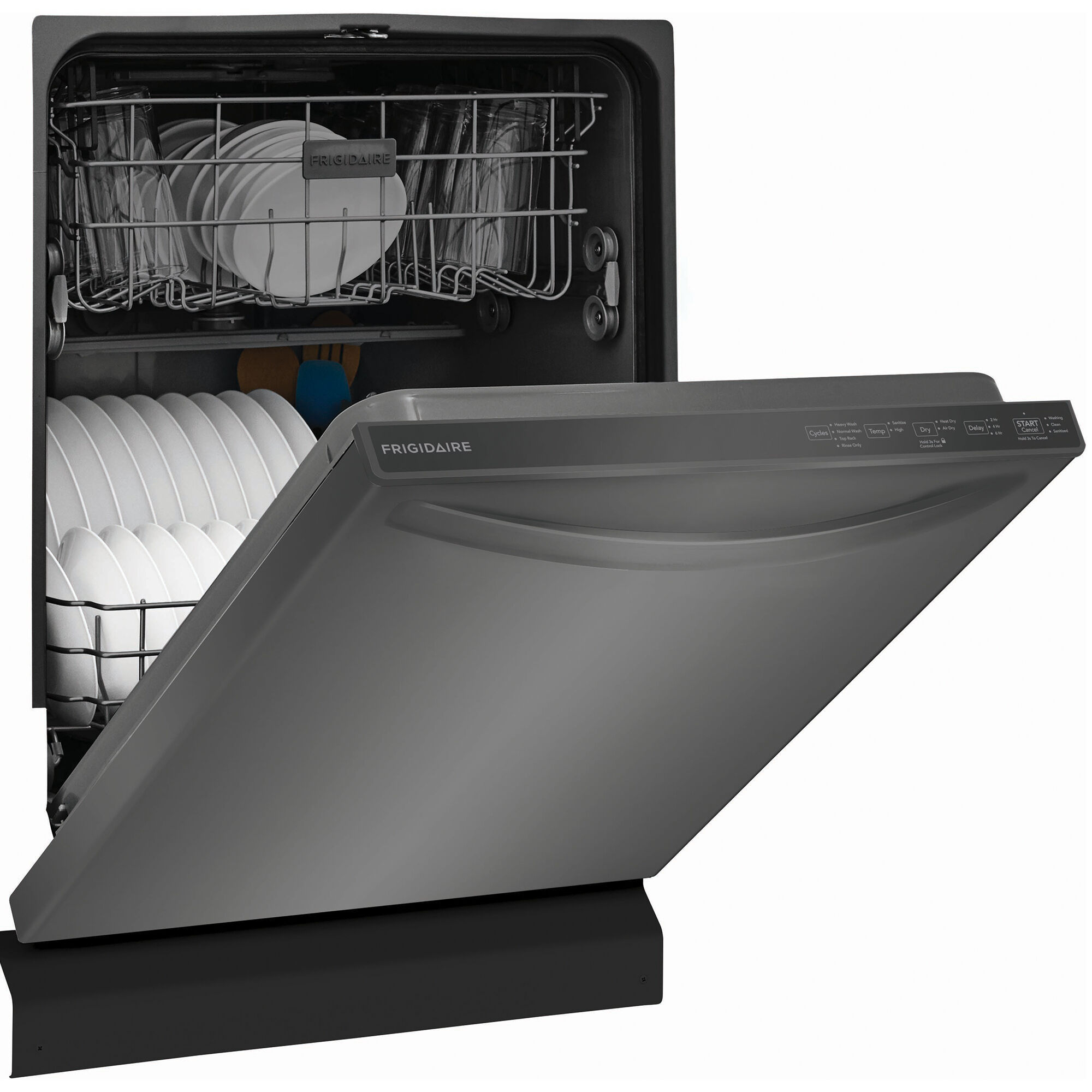 Frigidaire 24 in. Built-In Dishwasher with Top Control, 52 dBA Sound Level,  14 Place Settings, 4 Wash Cycles & Sanitize Cycle - Black Stainless Steel