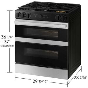 Samsung Bespoke 30 in. 6.1 cu. ft. Smart Air Fry Convection Double Oven Slide-In Natural Gas Dual Fuel Range with 5 Sealed Burners & Griddle - Stainless Steel, , hires