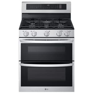 LG 30 in. 6.9 cu. ft. Smart Air Fry Convection Double Oven Freestanding Natural Gas Range with 5 Sealed Burners - Stainless Steel, , hires