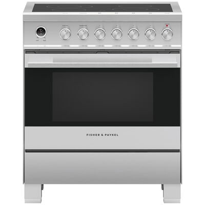 Fisher & Paykel Series 5 Contemporary 30 in. 3.5 cu. ft. Convection Oven Freestanding Electric Range with 4 Smoothtop Burners - Stainless Steel | OR30SDE6X1