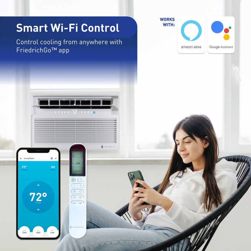 Friedrich Chill Premier Series 18,000 BTU Smart Energy Star Window/Wall Air Conditioner with Inverter, 3 Fan Speeds, Sleep Mode & Remote Control - White, , hires