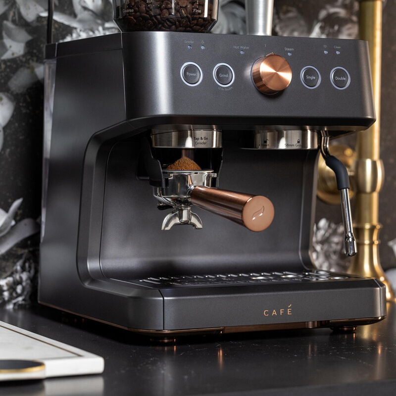 Café™ BELLISSIMO Matte Black Semi Automatic Espresso Machine And Frother