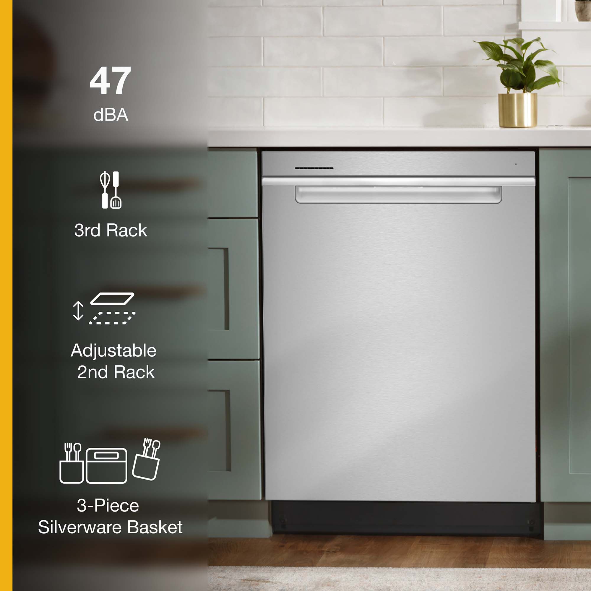 Whirlpool 24 in. Built-In Dishwasher with Top Control, 47 dBA Sound Level,  13 Place Settings, 5 Wash Cycles & Sanitize Cycle - Fingerprint Resistant  