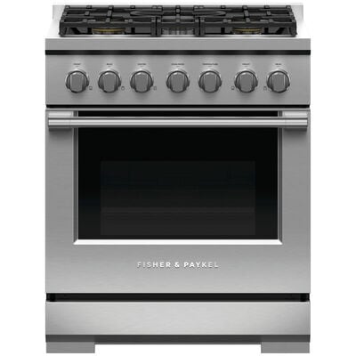 Fisher & Paykel Series 7 Professional 30 in. 4.6 cu. ft. Convection Oven Freestanding Gas Range with 4 Sealed Burners - Stainless Steel | RGV3305N