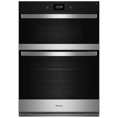 Whirlpool 27 in. 5.7 cu. ft. Electric Smart Oven/Microwave Combo Wall Oven with True European Convection & Self Clean - Fingerprint Resistant Stainless Steel | WOEC7027PZ