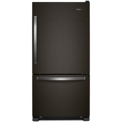 Whirlpool 33 in. 22.1 cu. ft. Bottom Freezer Refrigerator with Ice Maker - Black with Stainless Steel | WRB322DMHV