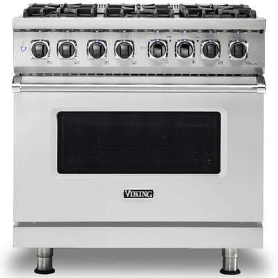 Viking 5 Series 36 in. 5.6 cu. ft. Convection Oven Freestanding Dual Fuel Range with 6 Sealed Burners - Stainless Steel | VDR5366BSS