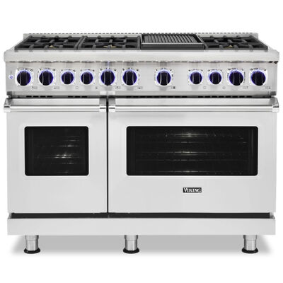 Viking 7 Series 48 in. 6.1 cu. ft. Convection Double Oven Freestanding Dual Fuel Range with 6 Sealed Burners & Griddle - Stainless Steel | VDR74826GSS