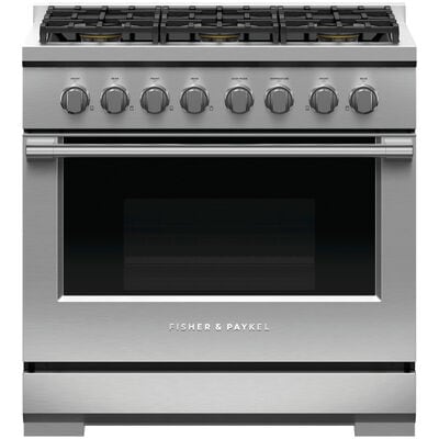 Fisher & Paykel Series 7 Professional 36 in. 5.3 cu. ft. Convection Oven Freestanding Gas Range with 6 Sealed Burners - Stainless Steel | RGV3366N