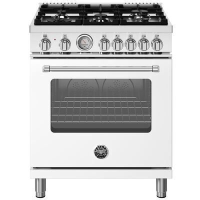 Bertazzoni Master Series 30 in. 4.7 cu. ft. Convection Oven Freestanding LP Gas Dual Fuel Range with 5 Sealed Burners - Matte White | MAS305DFMBIL