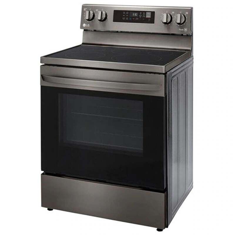 LG 30" Freestanding Electric Range with 5 Smoothtop Burners, 6.3 Cu. Ft. Single Oven with Air Fry & Storage Drawer - Black Stainless Steel, Black Stainless, hires