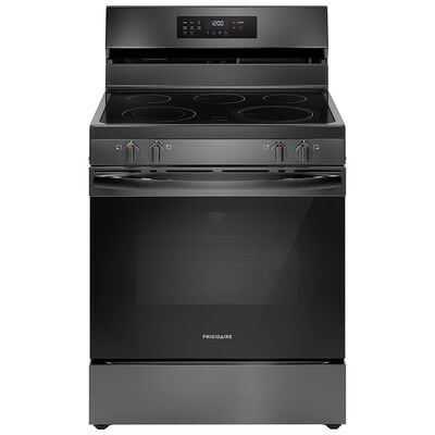 Frigidaire 30 in. 5.3 cu. ft. Air Fry Convection Oven Freestanding Electric Range with 5 Smoothtop Burners - Black Stainless | FCRE3083AD