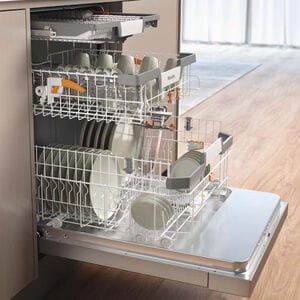 Miele 24 in. Front Control Smart Dishwasher with 42 dBA Sound Level, 3rd Rack & Pocket Handle - Clean Touch Steel, , hires