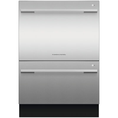 Fisher & Paykel Series 9 Contemporary 24 in. Top Control Double Drawer Dishwasher with 42 dBA, 14 Place Settings & 6 Wash Cycles - Stainless Steel | DD24DDFTX9N