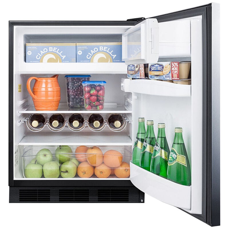 Summit 24 in. 5.1 cu. ft. Undercounter Refrigerator - Stainless Steel with Black Cabinet, , hires