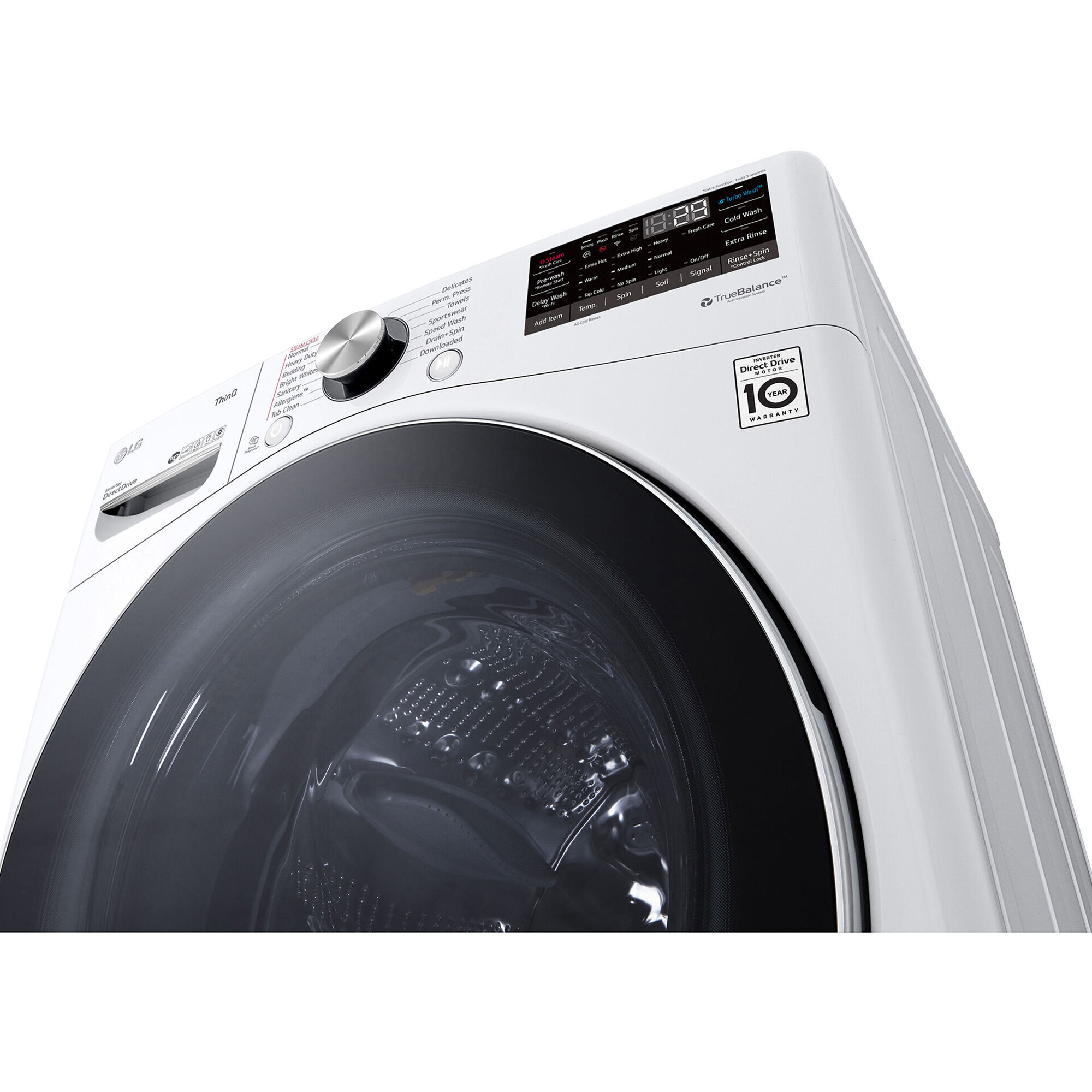 LG 27 in. 5.0 cu. ft. Smart Stackable Front Load Washer with TurboWash 360,  Sanitize & Steam Wash Cycle - White